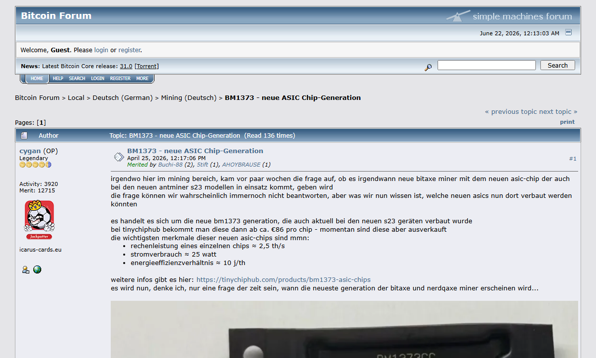 Bitcointalk BM1373 forum thread preview