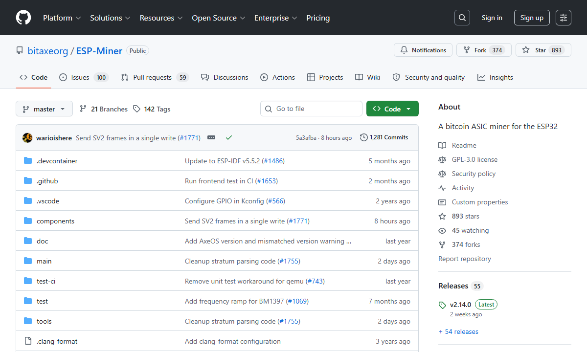 ESP-Miner GitHub repository preview